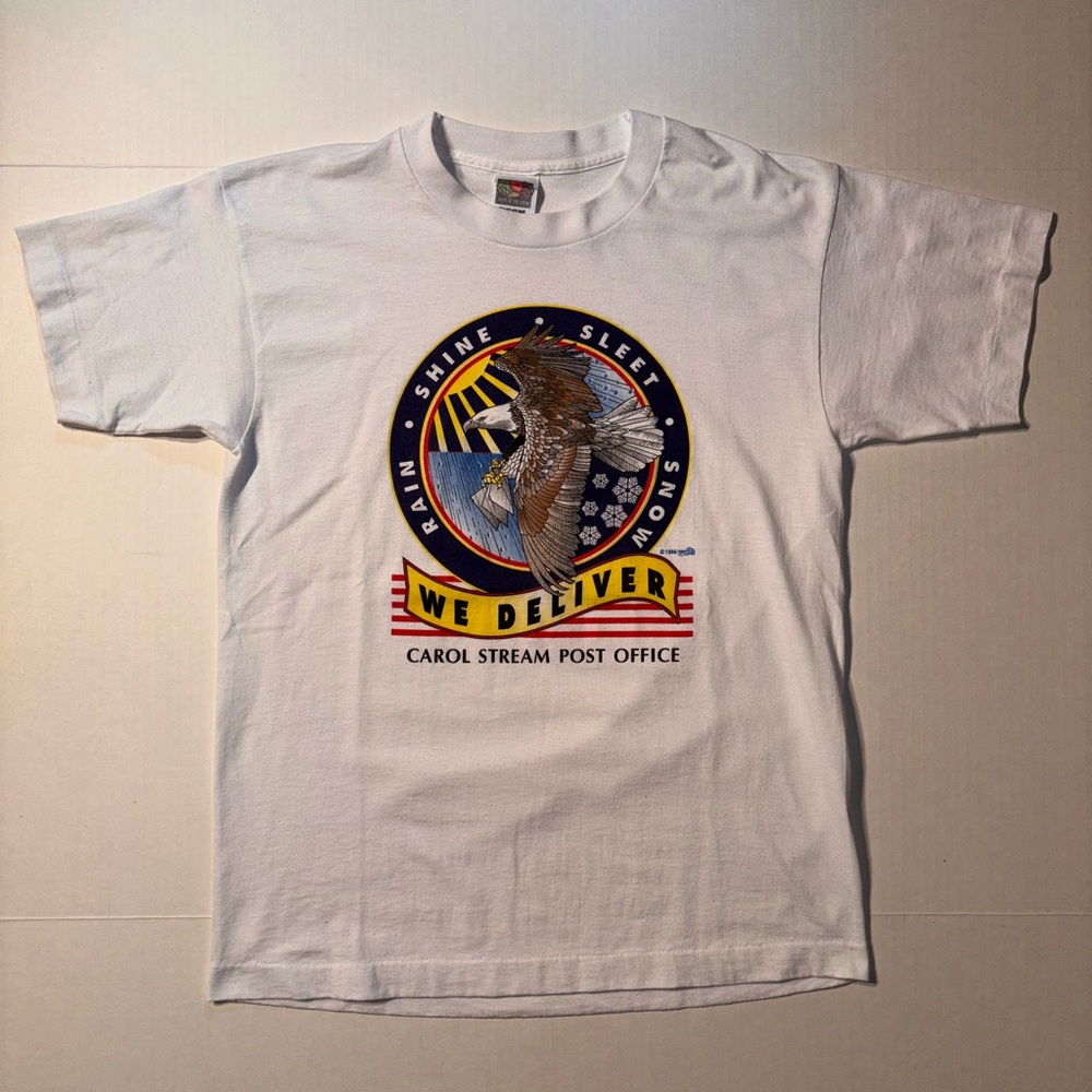 Vtg USPS Carol Stream Illinois American Bald Eagle 90s USA Promo T-shirt Medium